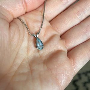 Genuine Aquamarine Silver Necklace